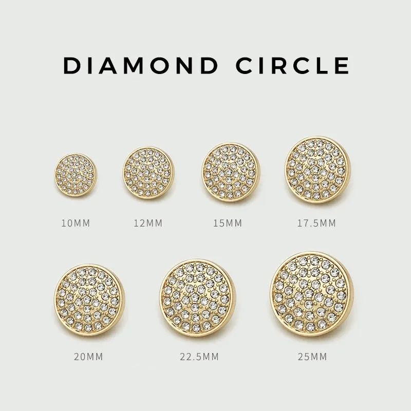 10-25mm Gold Silver Metal Classic Diamond Coat Buttons 20pcs