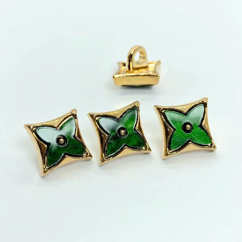 11.5mm Rhombus Four-Leaf Clover Enamel Metal Shank Shirt Buttons 20pcs