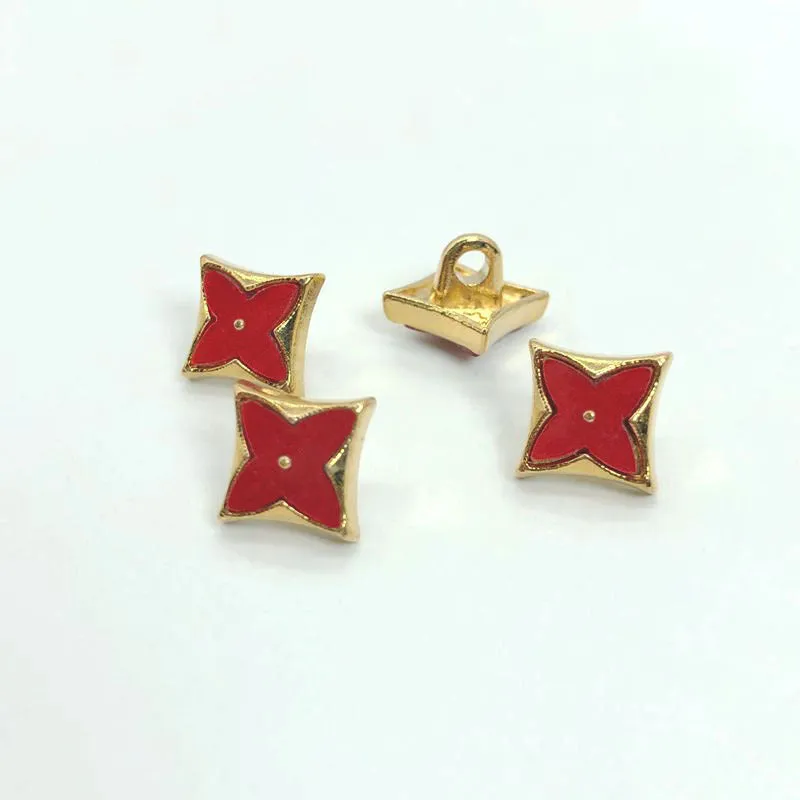 11.5mm Rhombus Four-Leaf Clover Enamel Metal Shank Shirt Buttons 20pcs