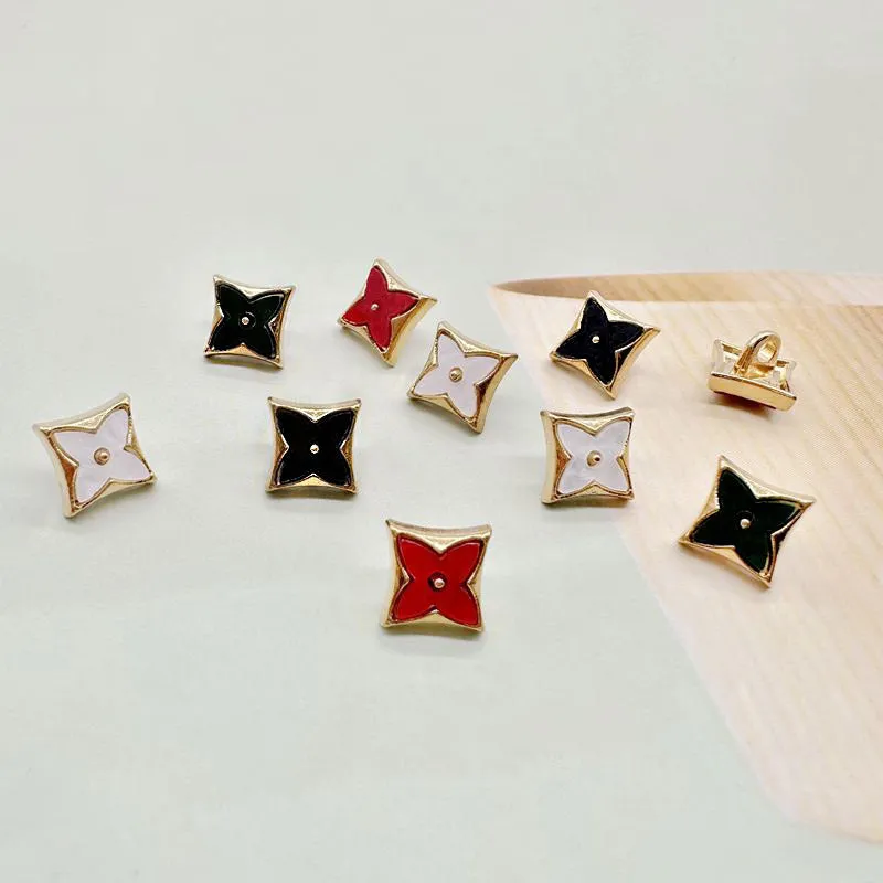 11.5mm Rhombus Four-Leaf Clover Enamel Metal Shank Shirt Buttons 20pcs