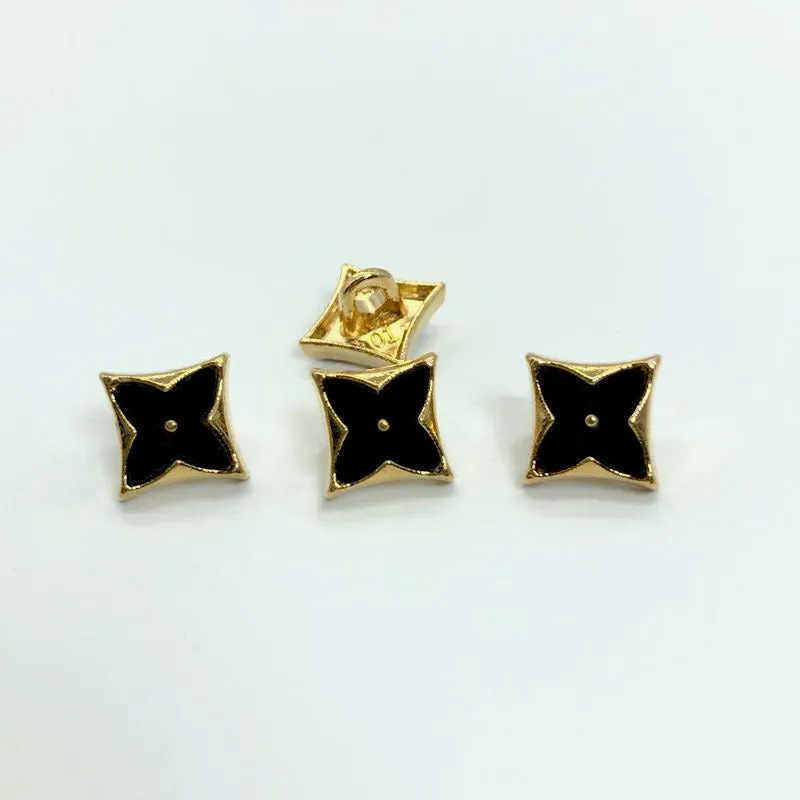 11.5mm Rhombus Four-Leaf Clover Enamel Metal Shank Shirt Buttons 20pcs