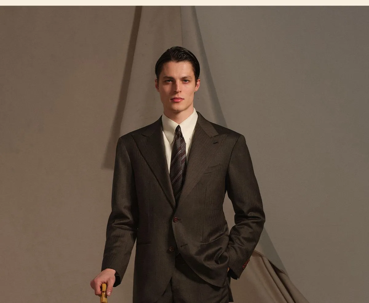 120S Pure Wool Herringbone Suit