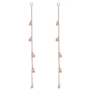 14K Gold 5 Diamond Fringe Dangle Chain Earring Jacket, 3" Length