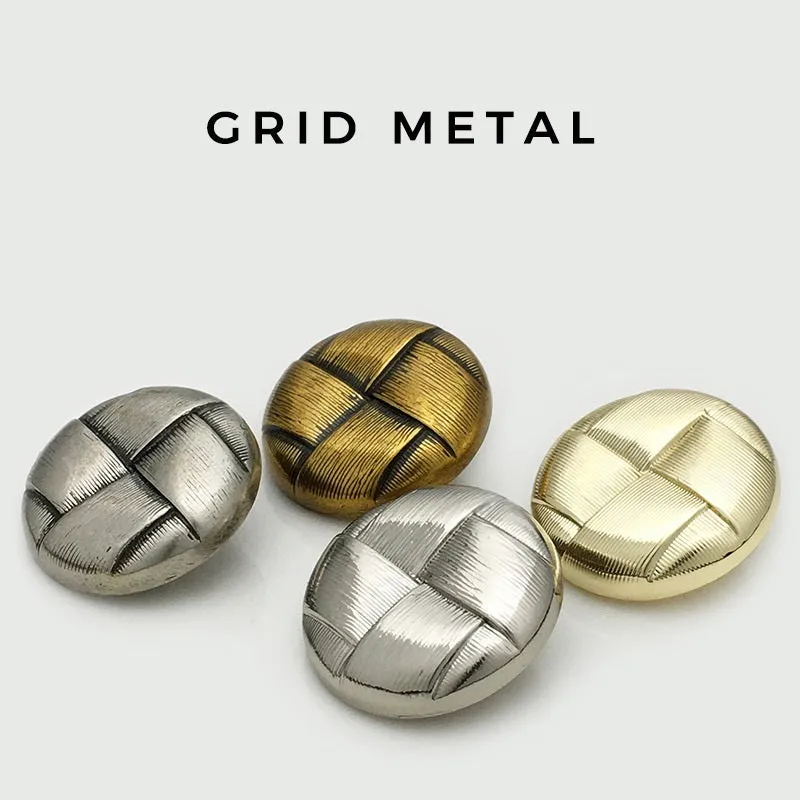 15-25mm Vintage Metal Mesh Grid Coat Buttons with Shank 20pcs