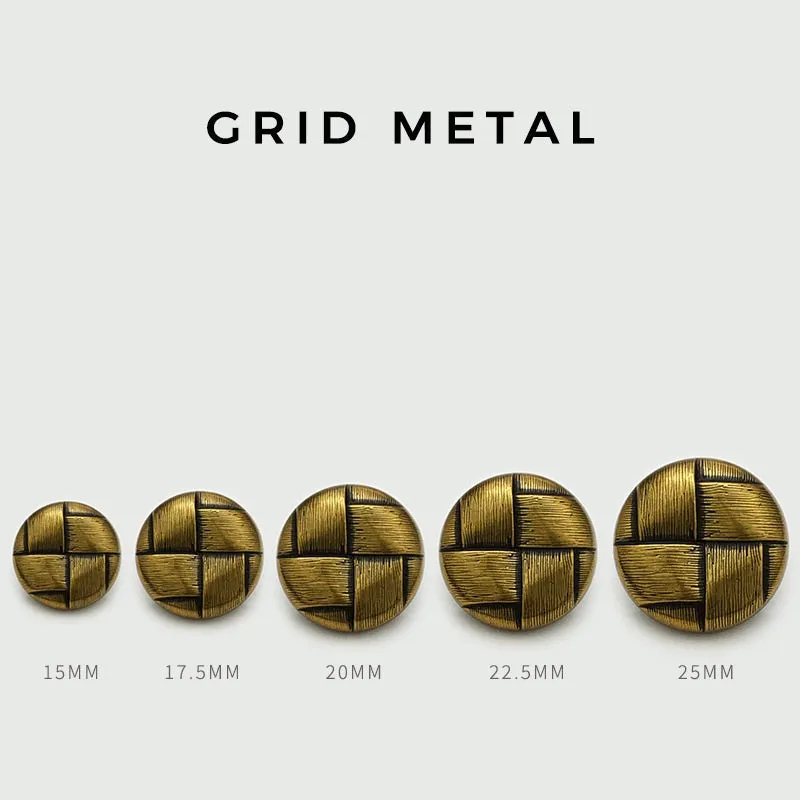 15-25mm Vintage Metal Mesh Grid Coat Buttons with Shank 20pcs