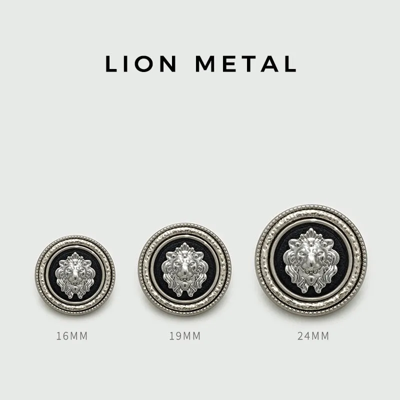 16/19/24mm British Style Round Metal Lion Head Buttons 10PCS