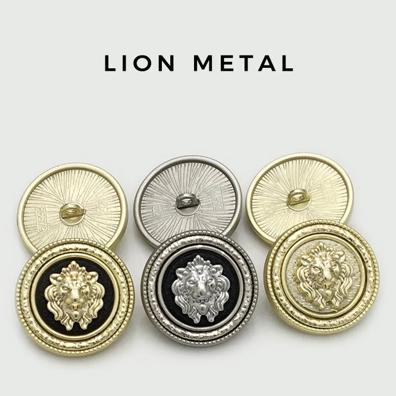 16/19/24mm British Style Round Metal Lion Head Buttons 10PCS