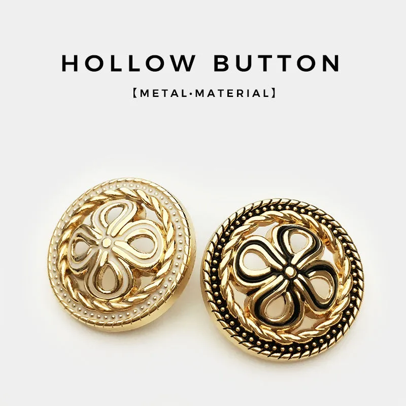 17.5/22.5/25mm Gold Silver Hollow Four Leaf Clover Metal Buttons 20pcs