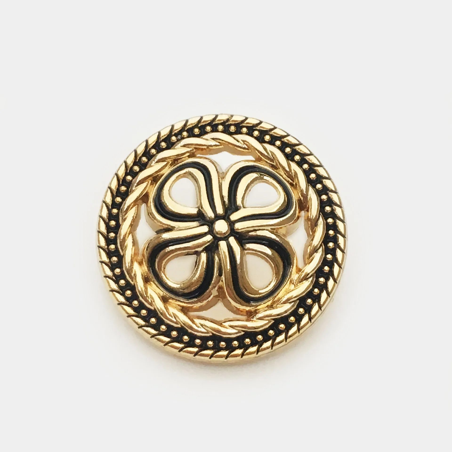 17.5/22.5/25mm Gold Silver Hollow Four Leaf Clover Metal Buttons 20pcs