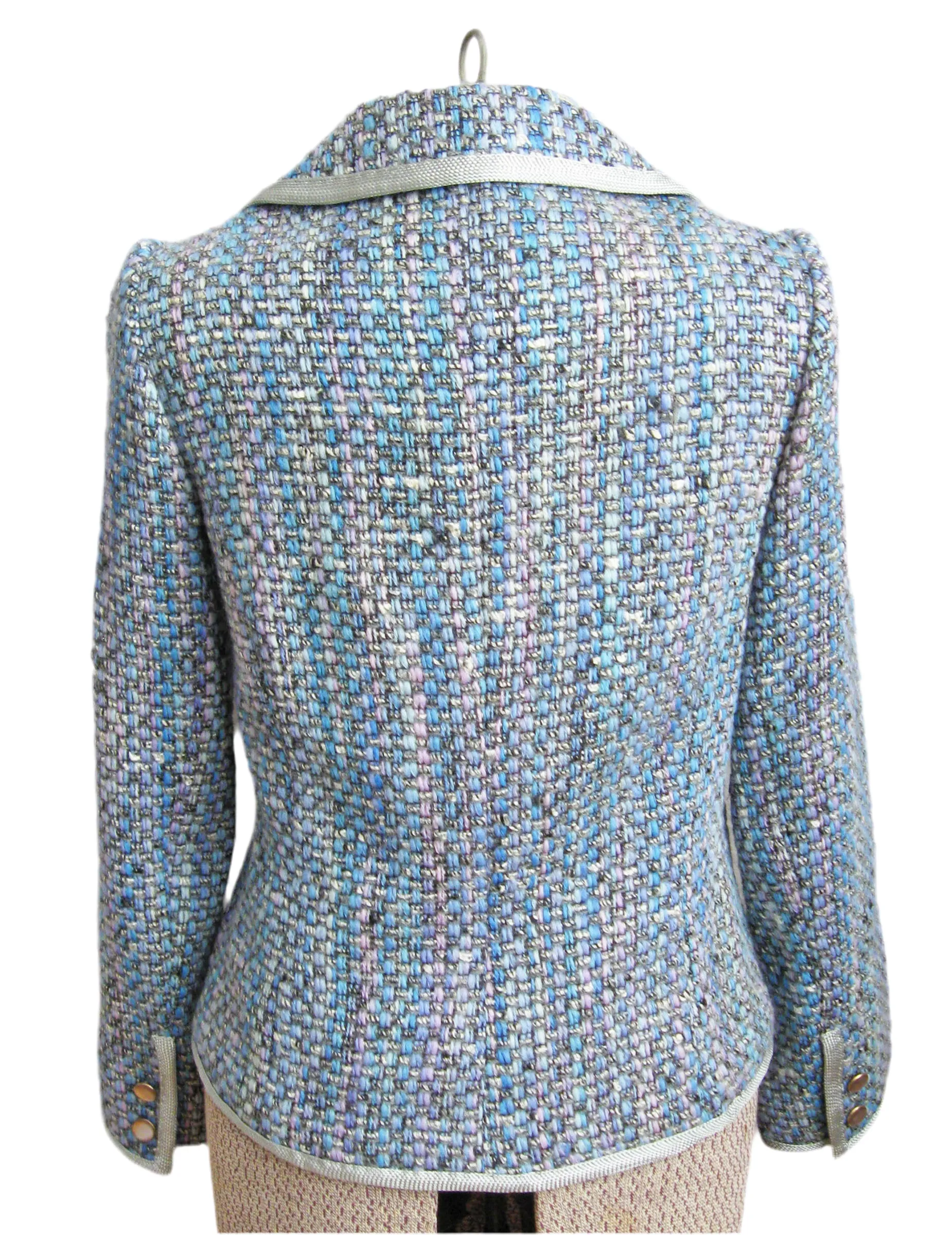 1950s Jacket Tweed Blazer Blue Trim