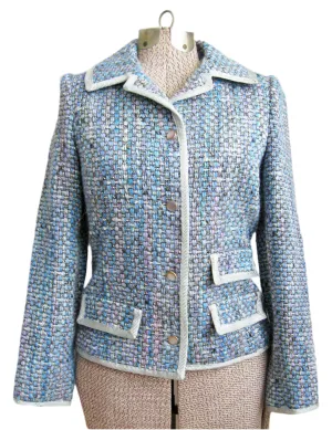 1950s Jacket Tweed Blazer Blue Trim