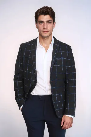 2 Button Plaid Wool Brown Jacket-Wessi