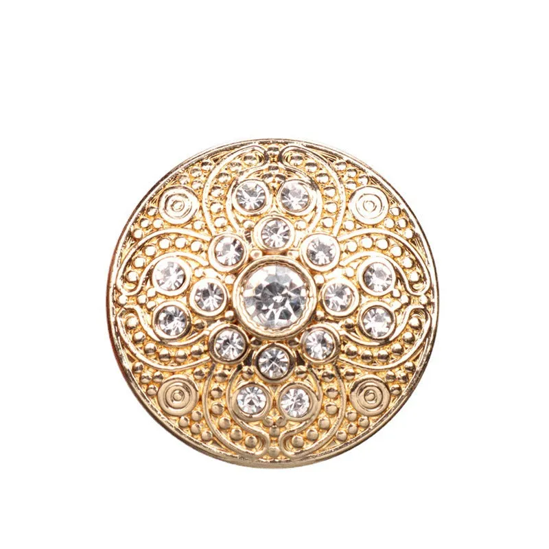 25mm Golden Silver Rhinestone Metal Shank Buttons for Women Blazers 5pcs