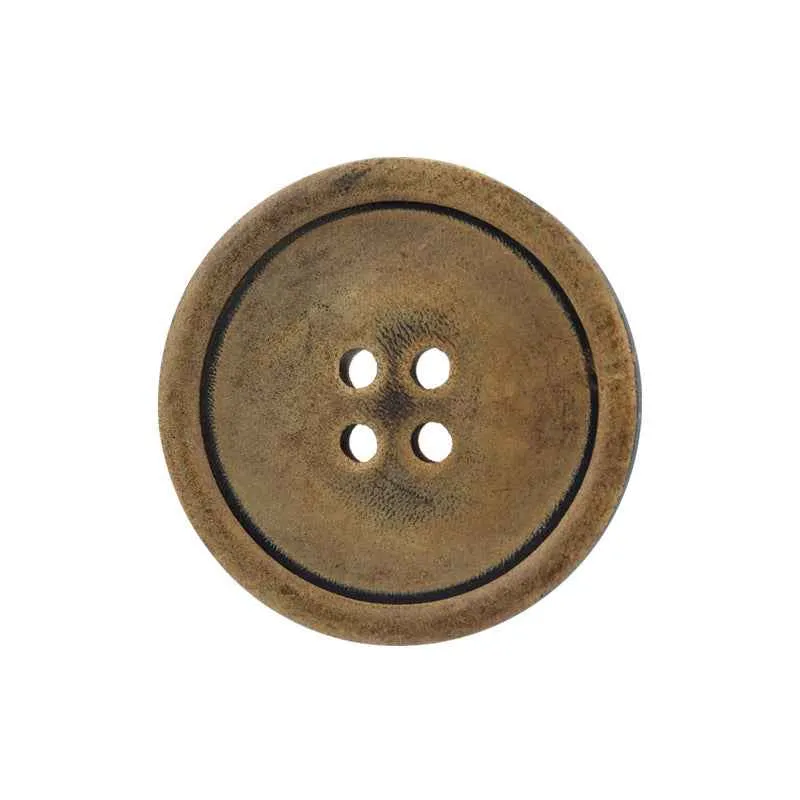 25mm Round 4-Hole Natural Black Buffalo Horn Buttons for Coats 10pcs