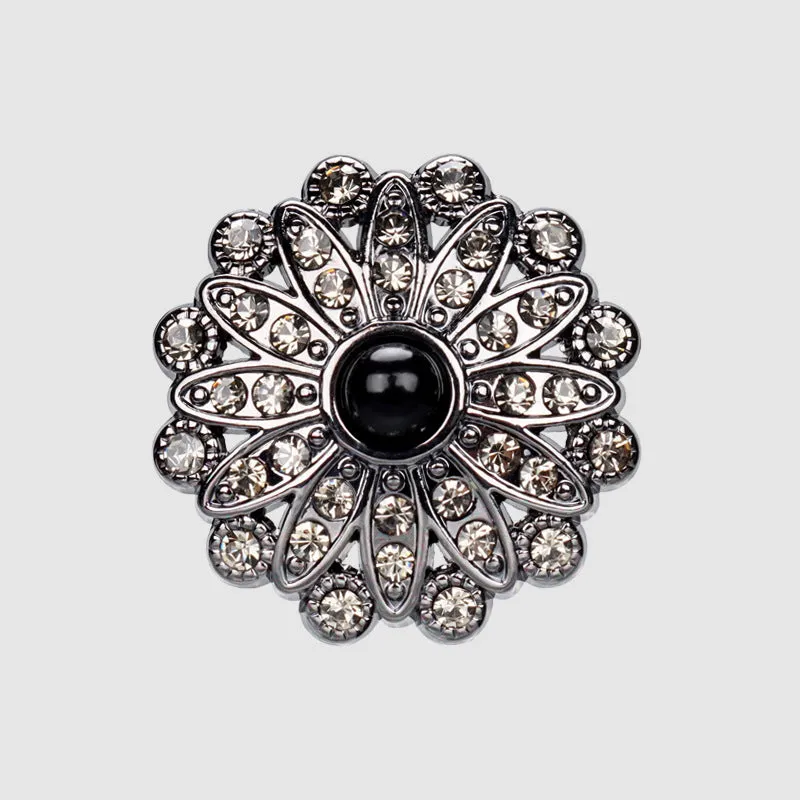 25mm Sunflower Shaped Rhinestone Pearl Buttons for Women Blazers 4pcs