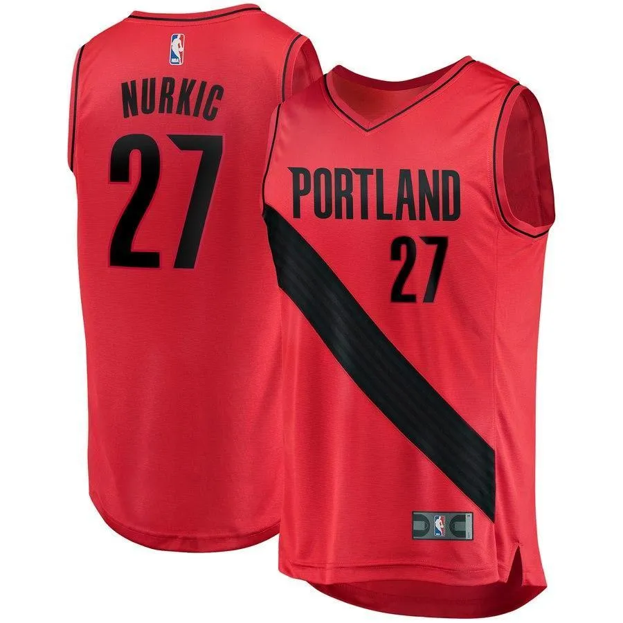 27 - Jusuf Nurkic Black Portland Trail Blazers Fast Break Team Color Player Jersey - Statement Edition - Red