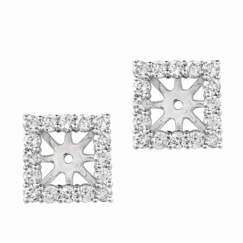 7MM SQUARE DIAMOND EARRING JACKETS 14K GOLD (1.37 CTW)