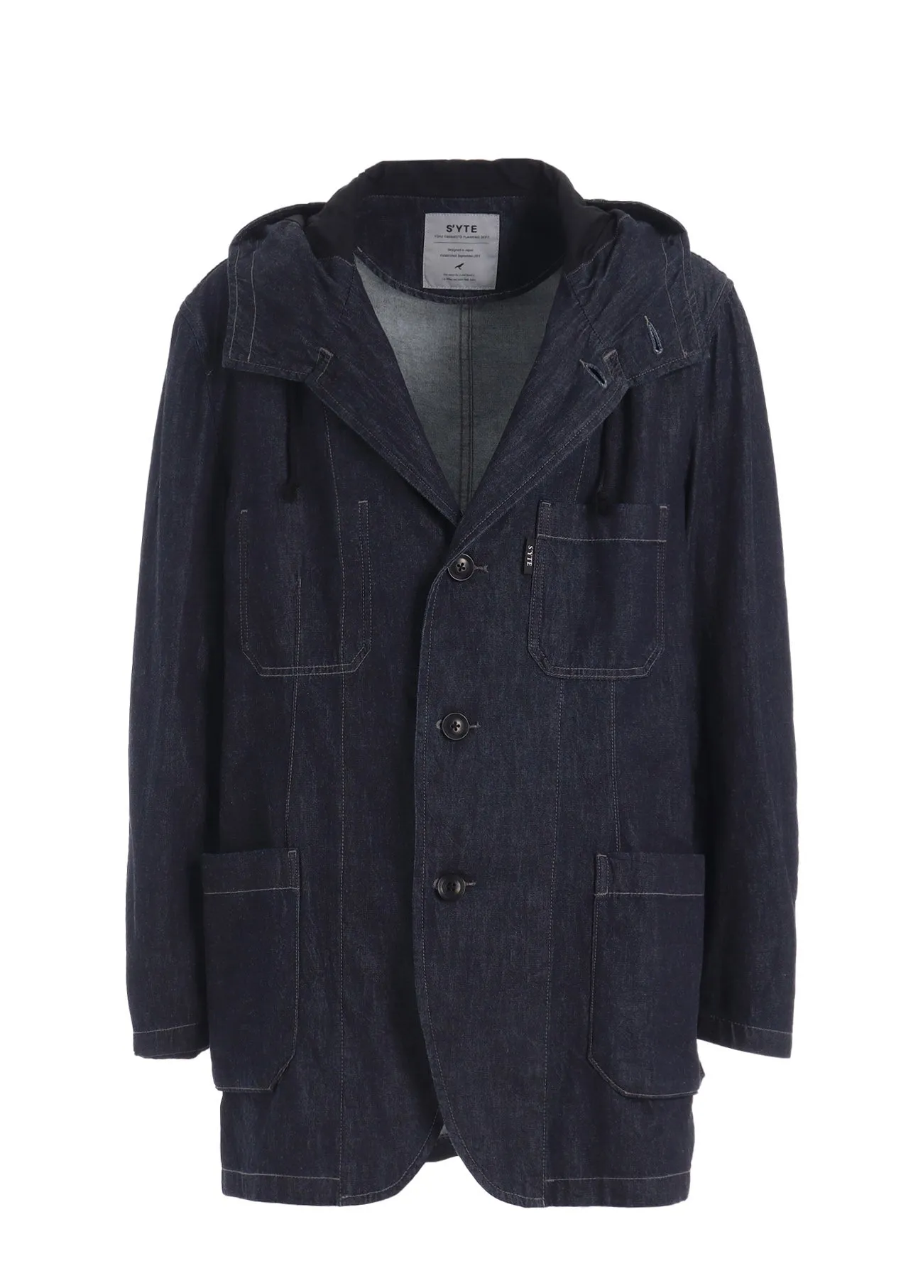 7oz TWO-TONE DENIM HOODED JACKET
