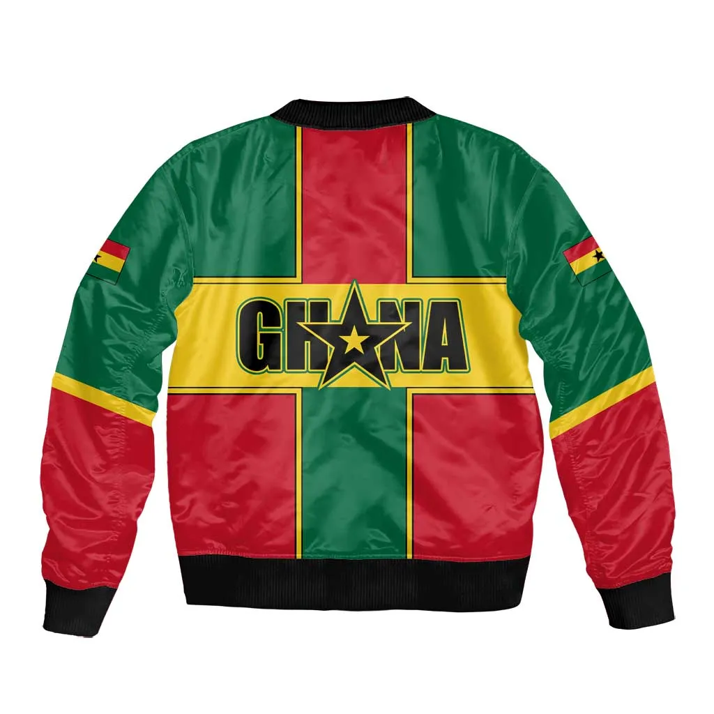 African Ghana Bomber Jacket Flag with Coat of Arms Simple Design TS04