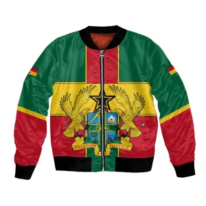 African Ghana Bomber Jacket Flag with Coat of Arms Simple Design TS04