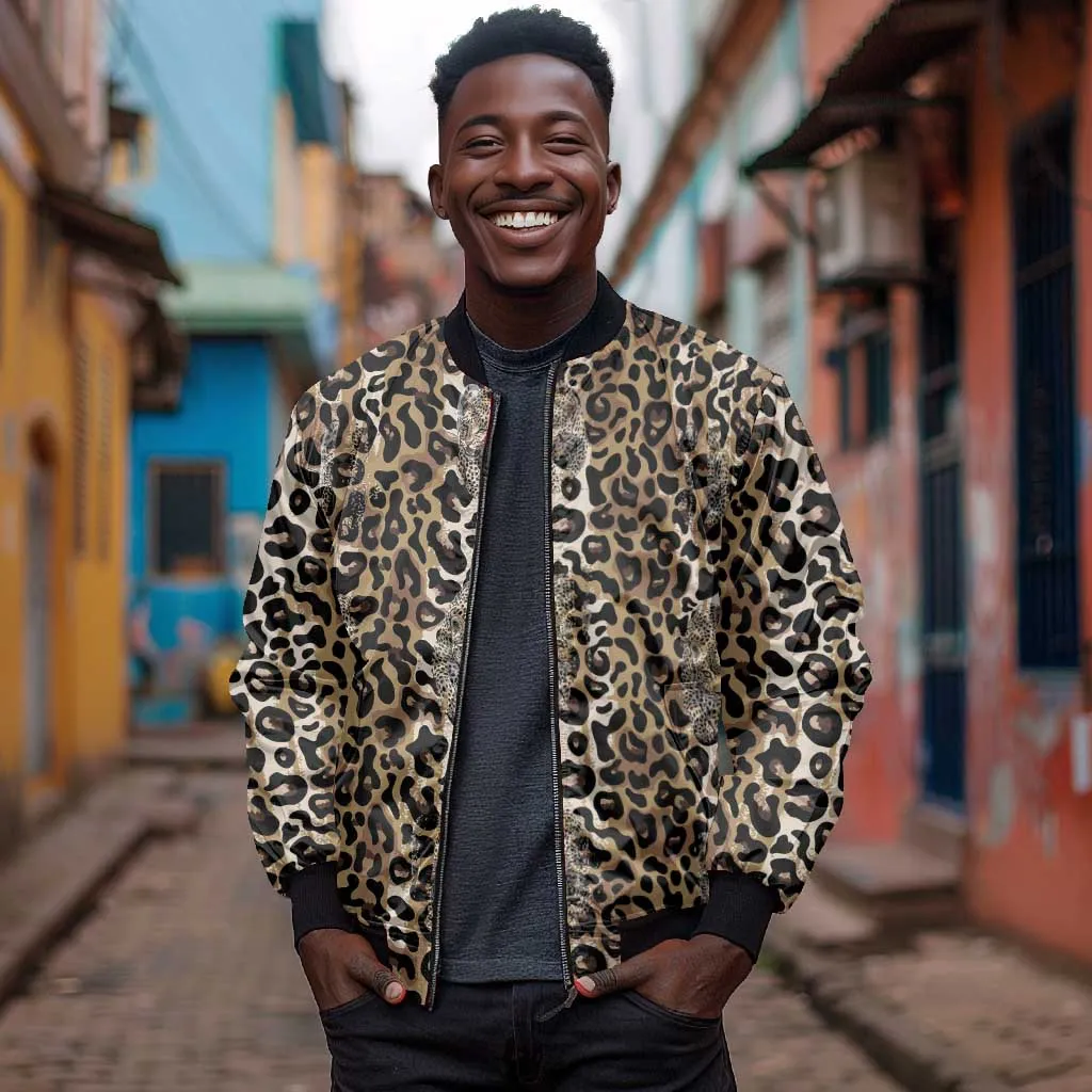 African Leopard Skin Pattern Bomber Jacket LT15