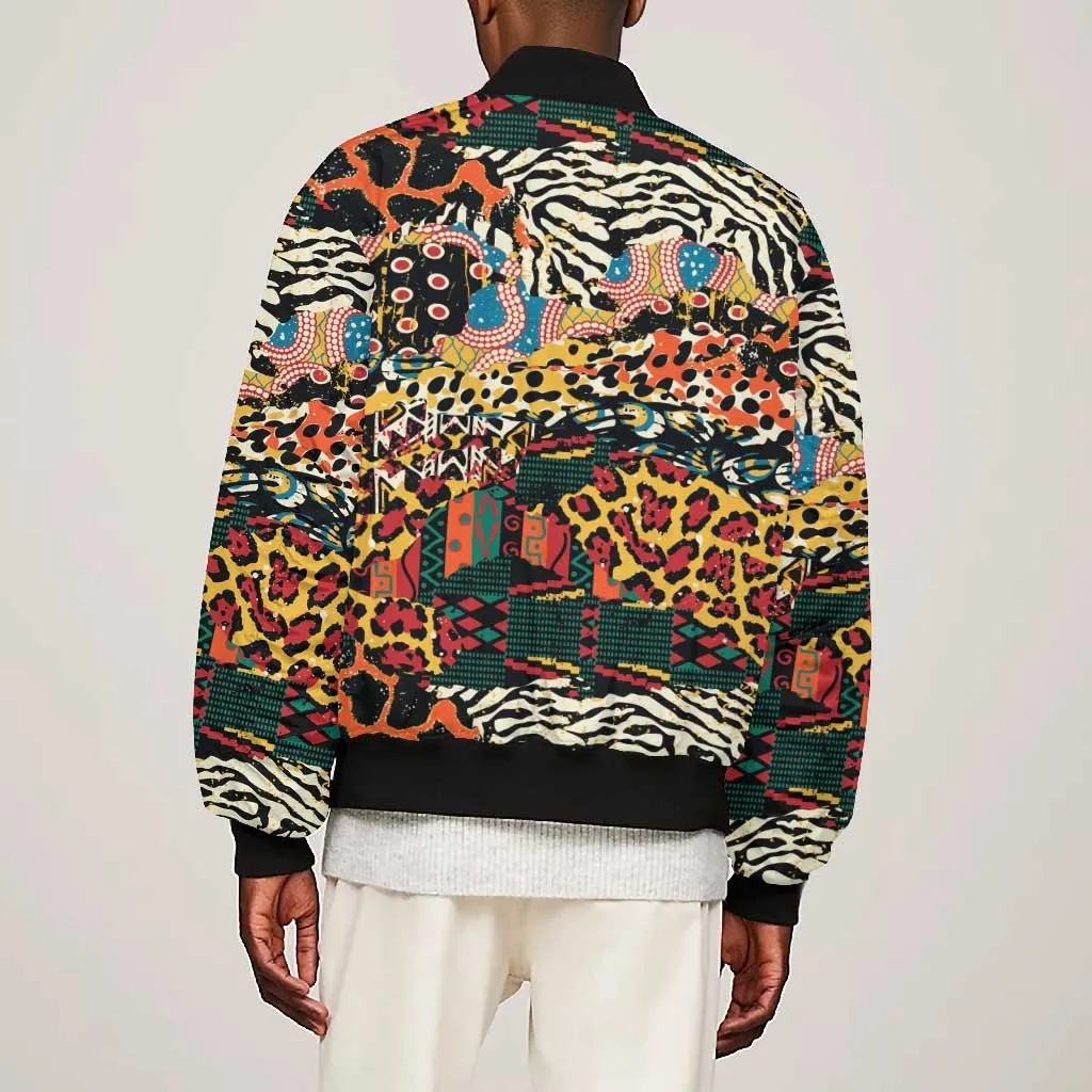 African Mixed Wild Animal Skins Bomber Jacket LT9