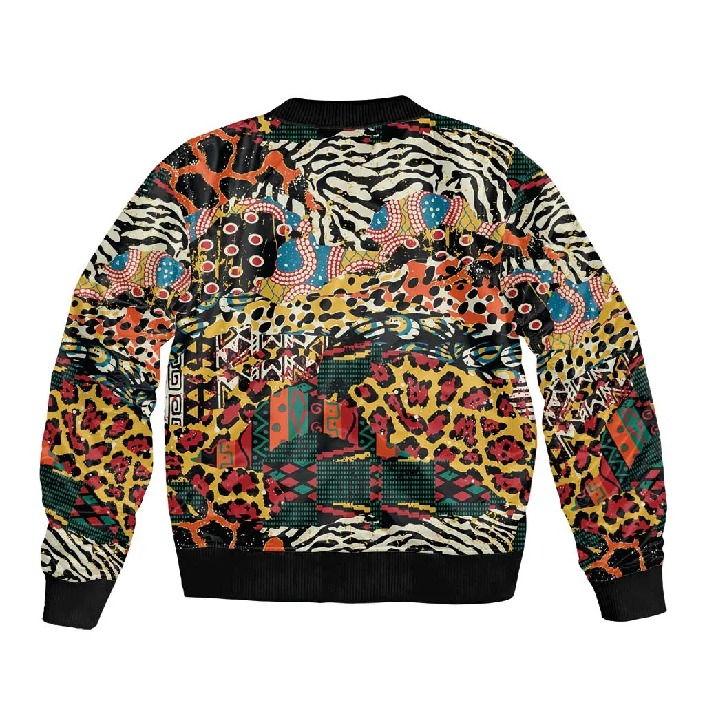 African Mixed Wild Animal Skins Bomber Jacket LT9