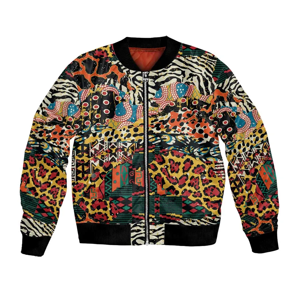 African Mixed Wild Animal Skins Bomber Jacket LT9