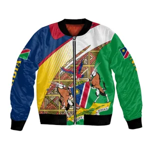 Afro Namibia Map Bomber Jacket National Emblem and Cultural Motif Design TS04