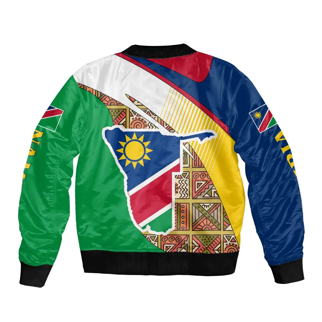 Afro Namibia Map Bomber Jacket National Emblem and Cultural Motif Design TS04