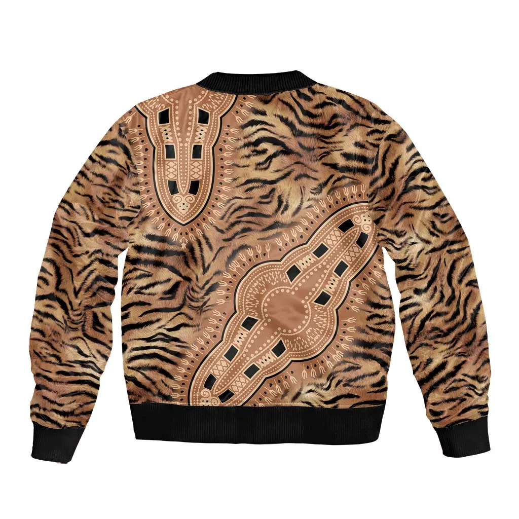 Afro Tiger Mix Dashiki Tribal Pattern Bomber Jacket LT9