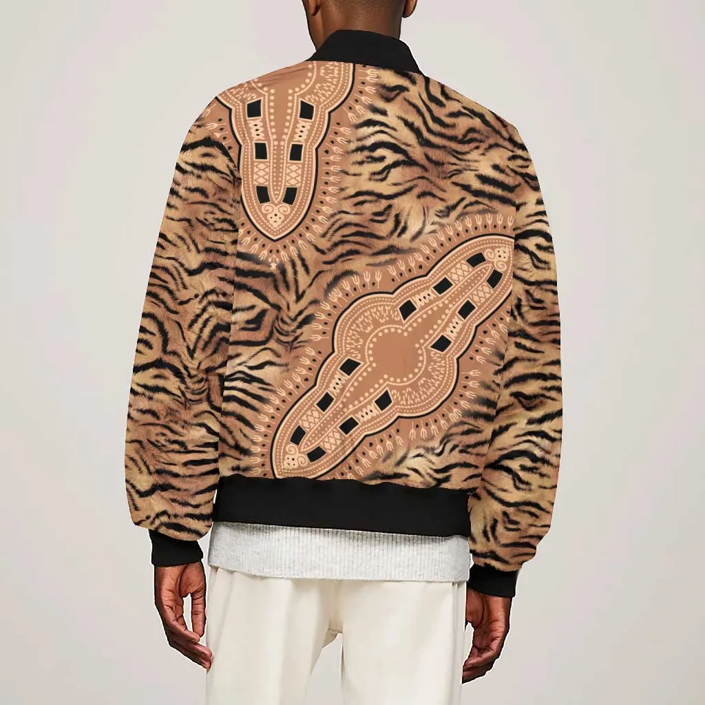 Afro Tiger Mix Dashiki Tribal Pattern Bomber Jacket LT9