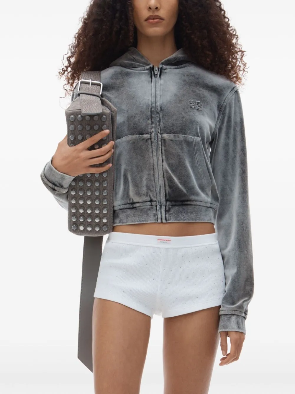 Alexander Wang Velvet Hoodie Washed Feather