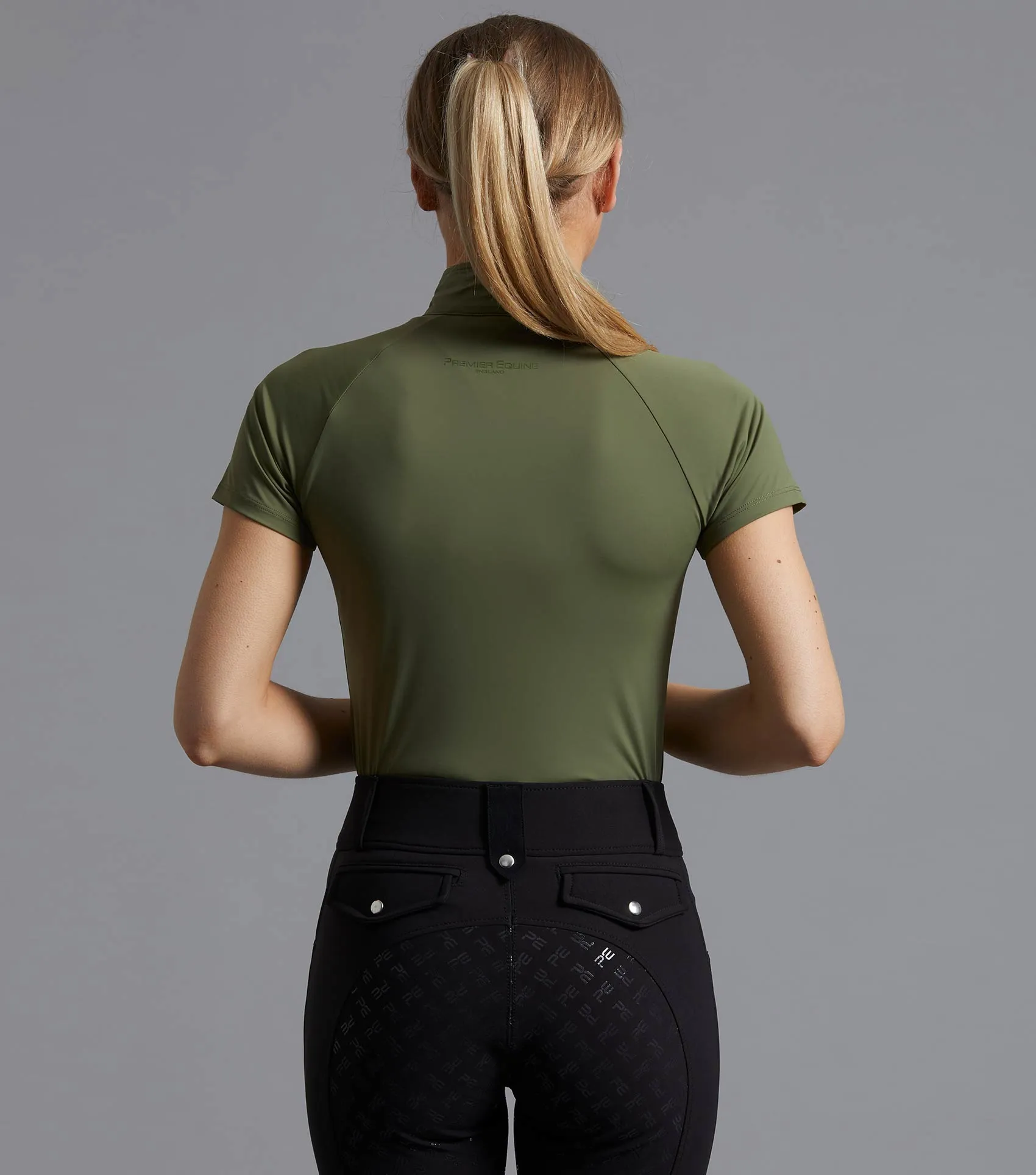 Aura Ladies Short Sleeve Riding Top Olive