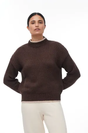 Austin Chunky Pullover In Deep Oak