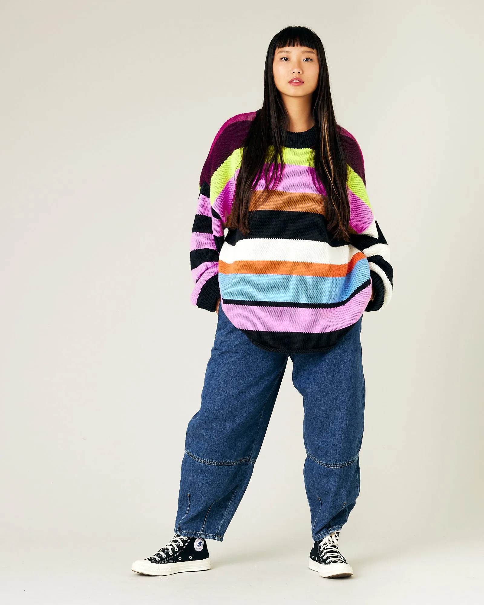 Avery Stripe Knitted Cotton Jumper