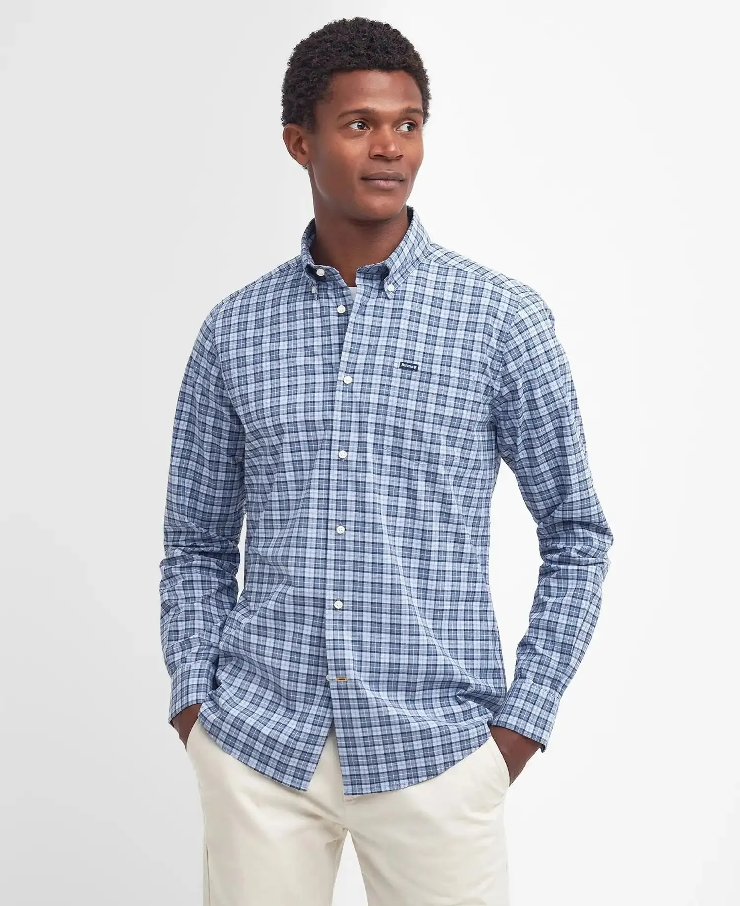 Barbour Mens Lomond Tailored Shirt Berwick Blue Tartan