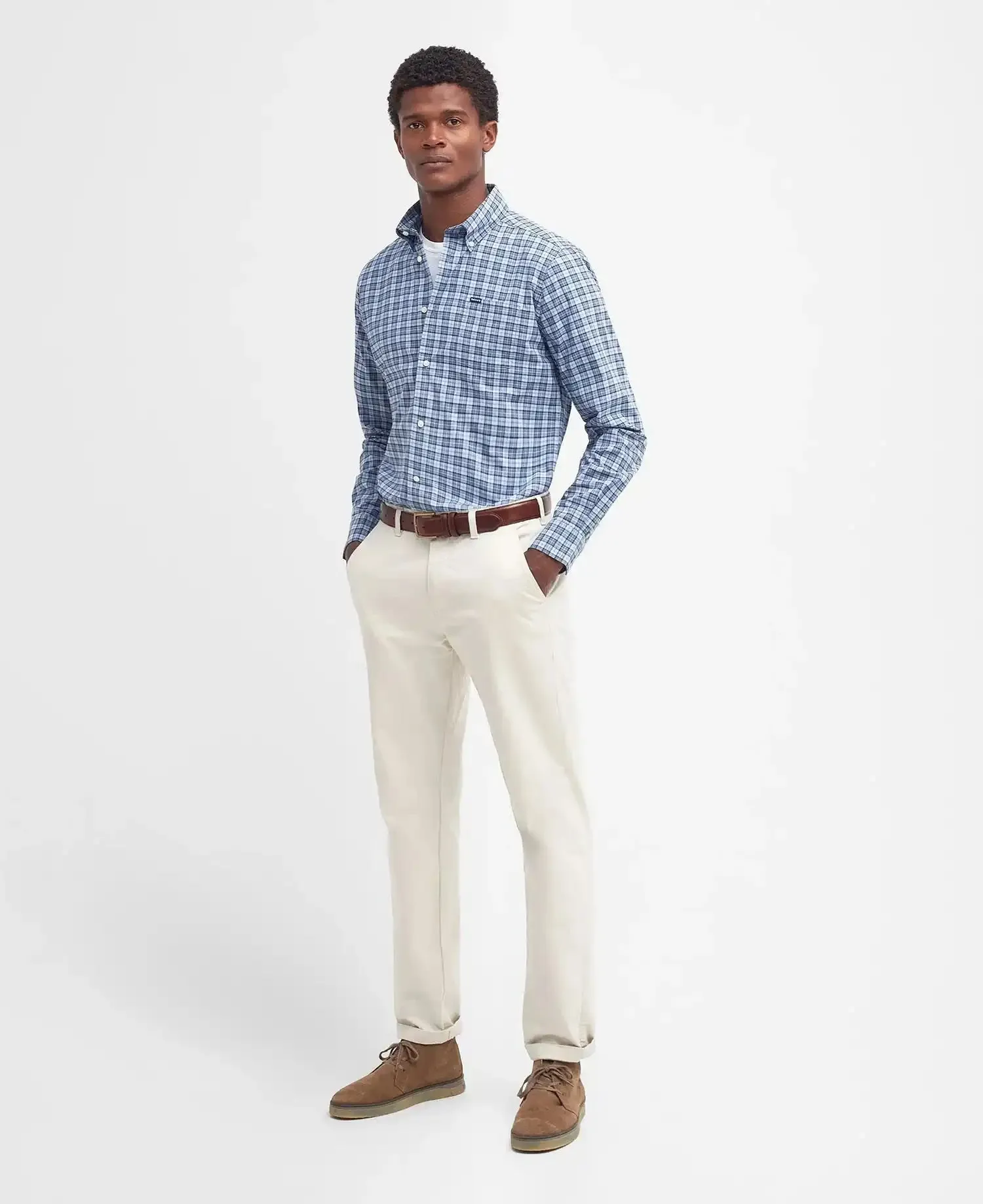 Barbour Mens Lomond Tailored Shirt Berwick Blue Tartan