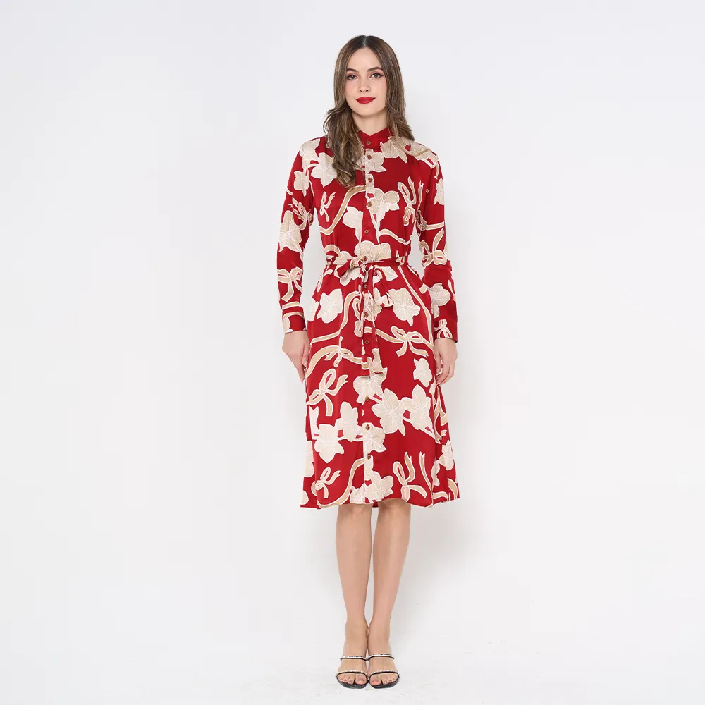Batik Long Shirt Dress (Silk Cotton) - Ruby Fleur