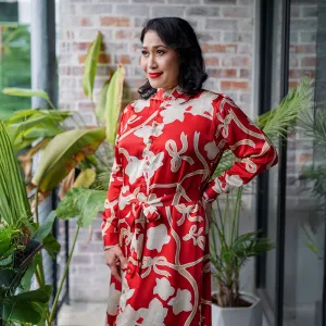 Batik Long Shirt Dress (Silk Cotton) - Ruby Fleur