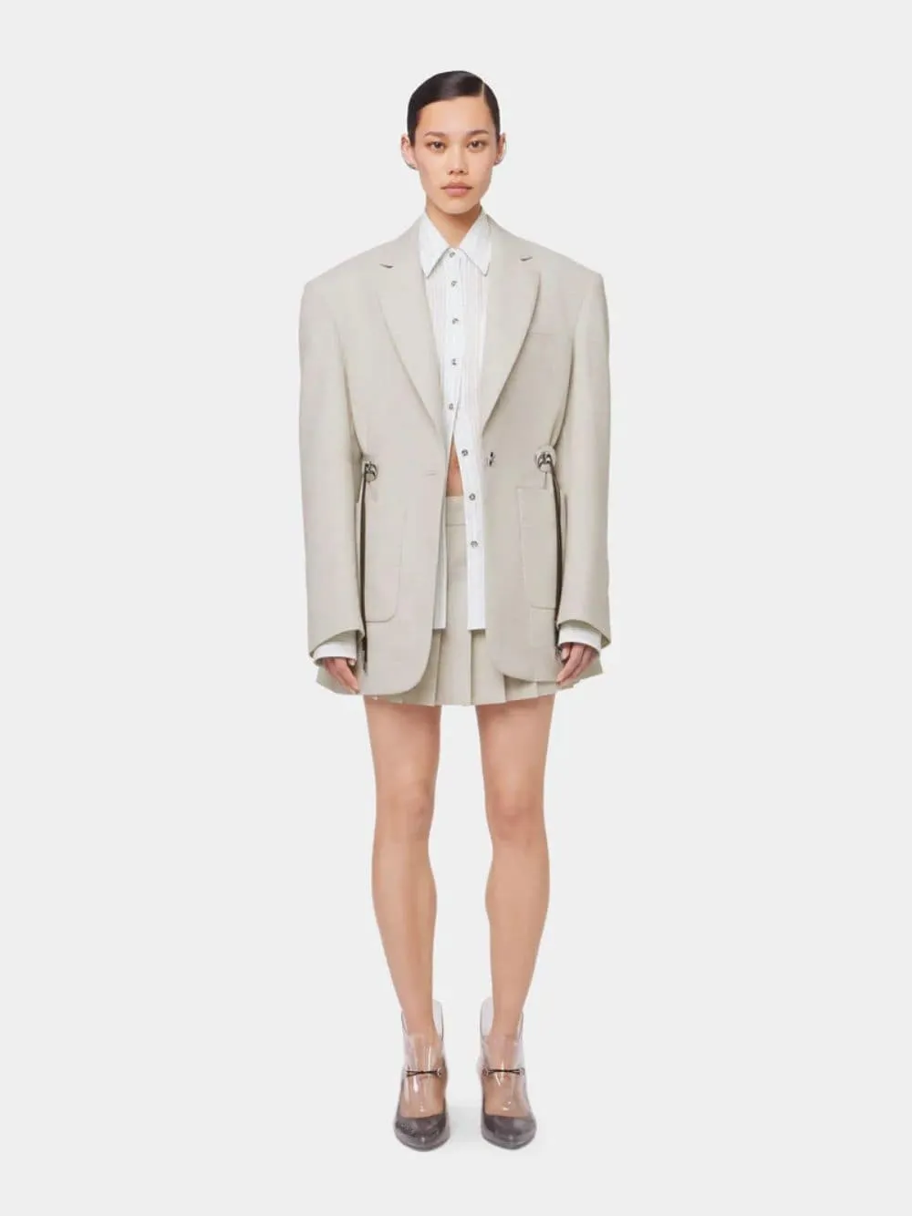 Beige Mottled Wool Blazer