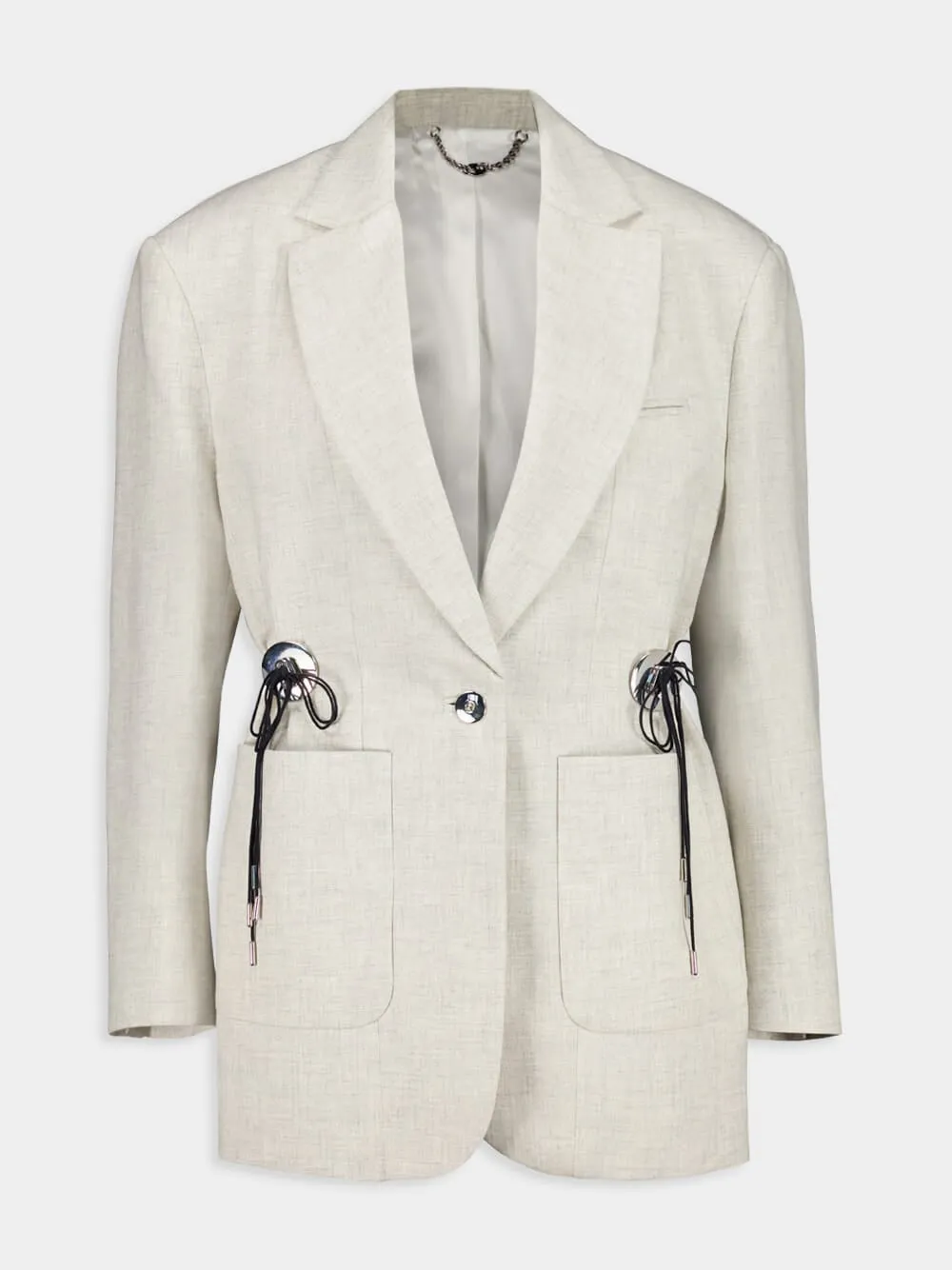 Beige Mottled Wool Blazer