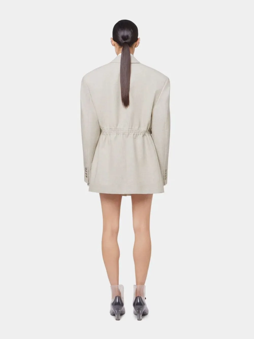 Beige Mottled Wool Blazer