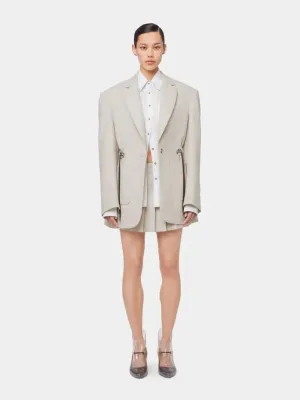 Beige Mottled Wool Blazer