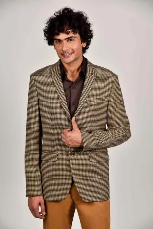 Beige Tweed Micro-check Blazer