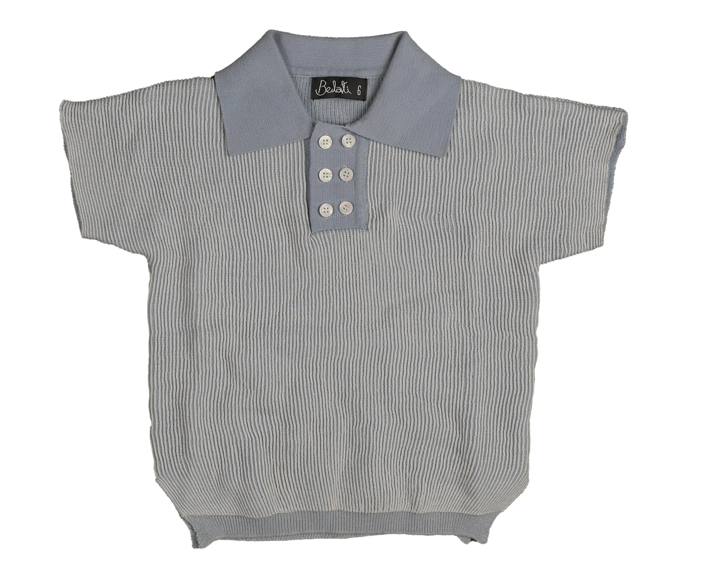 Belati Light Blue Boxy Textured Knit Top