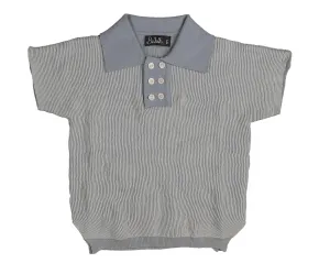 Belati Light Blue Boxy Textured Knit Top