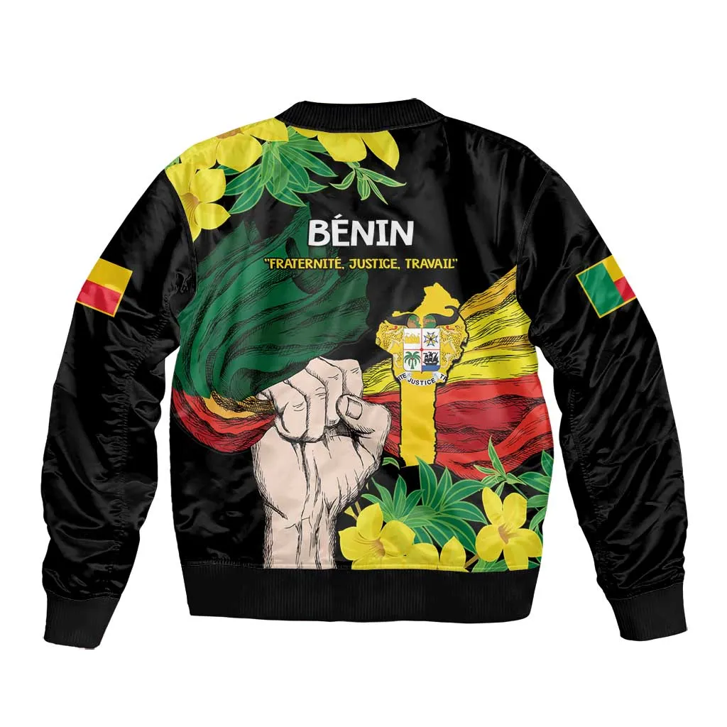 Benin National Day Bomber Jacket Happy 64th Independence Anniversary Yellow Allamanda LT14