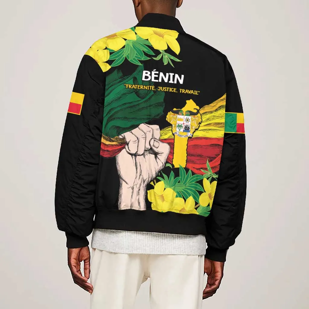 Benin National Day Bomber Jacket Happy 64th Independence Anniversary Yellow Allamanda LT14