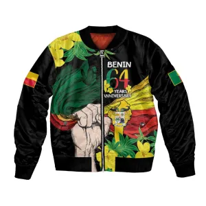 Benin National Day Bomber Jacket Happy 64th Independence Anniversary Yellow Allamanda LT14